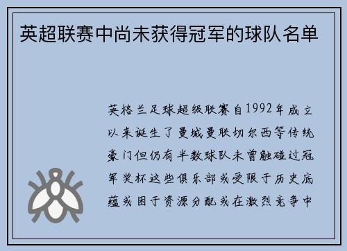 英超联赛中尚未获得冠军的球队名单