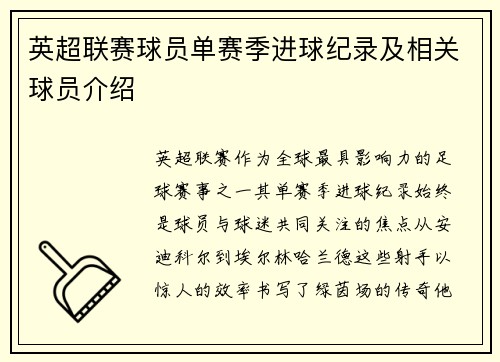 英超联赛球员单赛季进球纪录及相关球员介绍